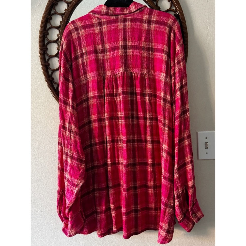 Anthropologie pilcro pink plaid button down NWT Size 3X - Picture 8 of 9